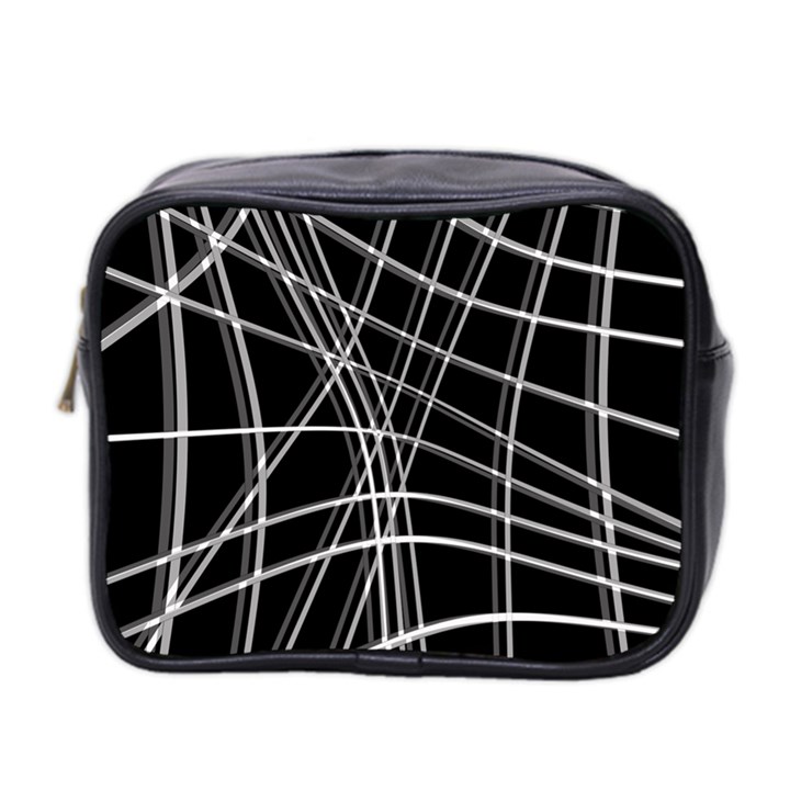 Black and white warped lines Mini Toiletries Bag 2-Side