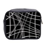 Black and white warped lines Mini Toiletries Bag 2-Side Back