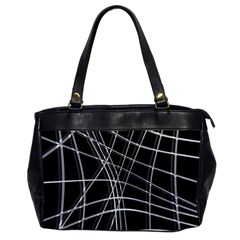 Black And White Warped Lines Office Handbags by Valentinaart