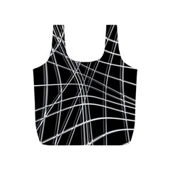 Black And White Warped Lines Full Print Recycle Bags (s)  by Valentinaart