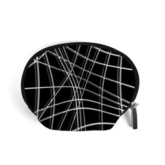 Black And White Warped Lines Accessory Pouches (small)  by Valentinaart