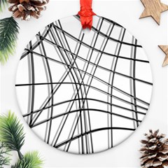 White And Black Warped Lines Ornament (round)  by Valentinaart