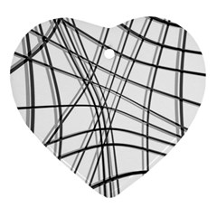 White And Black Warped Lines Ornament (heart)  by Valentinaart