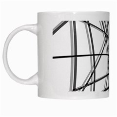 White And Black Warped Lines White Mugs by Valentinaart