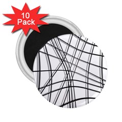 White And Black Warped Lines 2 25  Magnets (10 Pack)  by Valentinaart