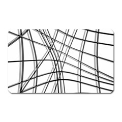 White And Black Warped Lines Magnet (rectangular) by Valentinaart