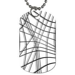 White And Black Warped Lines Dog Tag (one Side) by Valentinaart