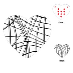 White And Black Warped Lines Playing Cards (heart)  by Valentinaart