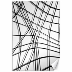 White And Black Warped Lines Canvas 12  X 18   by Valentinaart