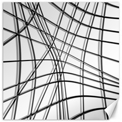 White And Black Warped Lines Canvas 16  X 16   by Valentinaart