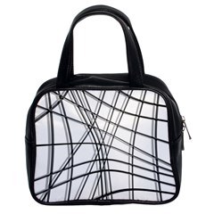 White And Black Warped Lines Classic Handbags (2 Sides) by Valentinaart