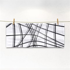 White And Black Warped Lines Hand Towel by Valentinaart