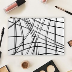 White And Black Warped Lines Cosmetic Bag (large)  by Valentinaart