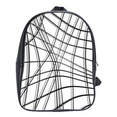 White And Black Warped Lines School Bags(large)  by Valentinaart