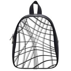 White And Black Warped Lines School Bags (small)  by Valentinaart