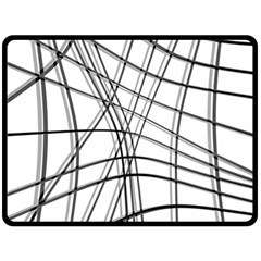 White And Black Warped Lines Fleece Blanket (large)  by Valentinaart