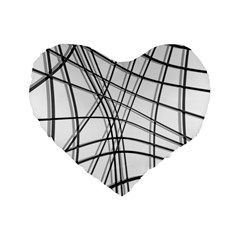 White And Black Warped Lines Standard 16  Premium Heart Shape Cushions by Valentinaart