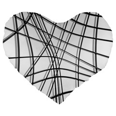 White And Black Warped Lines Large 19  Premium Heart Shape Cushions by Valentinaart