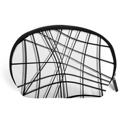 White And Black Warped Lines Accessory Pouches (large)  by Valentinaart