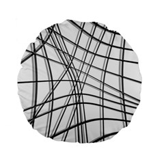 White And Black Warped Lines Standard 15  Premium Flano Round Cushions by Valentinaart