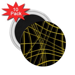 Yellow Abstract Warped Lines 2 25  Magnets (10 Pack)  by Valentinaart