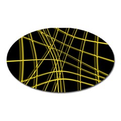 Yellow Abstract Warped Lines Oval Magnet by Valentinaart