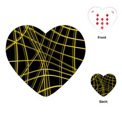 Yellow Abstract Warped Lines Playing Cards (heart)  by Valentinaart