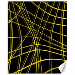 Yellow Abstract Warped Lines Canvas 16  X 20   by Valentinaart