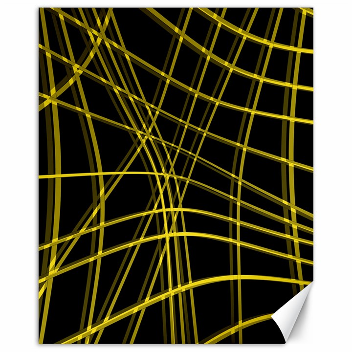 Yellow abstract warped lines Canvas 16  x 20  