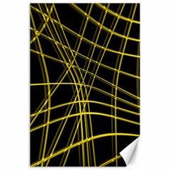 Yellow Abstract Warped Lines Canvas 24  X 36  by Valentinaart