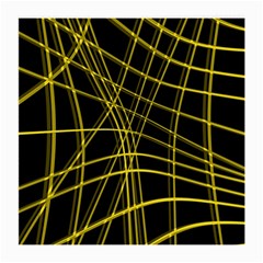 Yellow Abstract Warped Lines Medium Glasses Cloth by Valentinaart