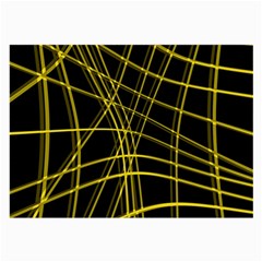 Yellow Abstract Warped Lines Large Glasses Cloth by Valentinaart