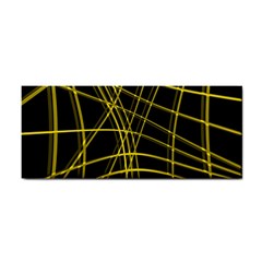 Yellow Abstract Warped Lines Hand Towel by Valentinaart