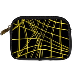 Yellow Abstract Warped Lines Digital Camera Cases by Valentinaart