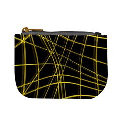 Yellow Abstract Warped Lines Mini Coin Purses by Valentinaart