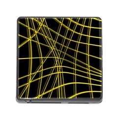 Yellow Abstract Warped Lines Memory Card Reader (square) by Valentinaart