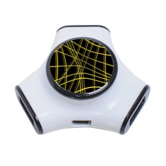 Yellow Abstract Warped Lines 3-port Usb Hub by Valentinaart