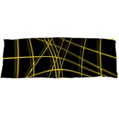 Yellow Abstract Warped Lines Body Pillow Case Dakimakura (two Sides) by Valentinaart