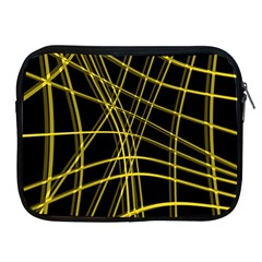 Yellow Abstract Warped Lines Apple Ipad 2/3/4 Zipper Cases by Valentinaart