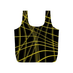 Yellow Abstract Warped Lines Full Print Recycle Bags (s)  by Valentinaart