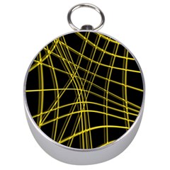 Yellow Abstract Warped Lines Silver Compasses by Valentinaart