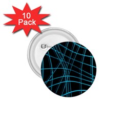 Cyan and black warped lines 1.75  Buttons (10 pack)