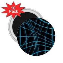 Cyan and black warped lines 2.25  Magnets (10 pack) 