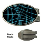 Cyan and black warped lines Money Clips (Oval)  Front