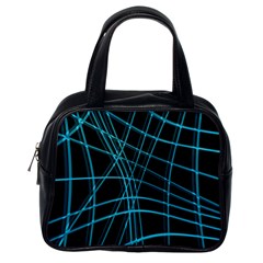 Cyan and black warped lines Classic Handbags (One Side)