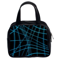 Cyan and black warped lines Classic Handbags (2 Sides)