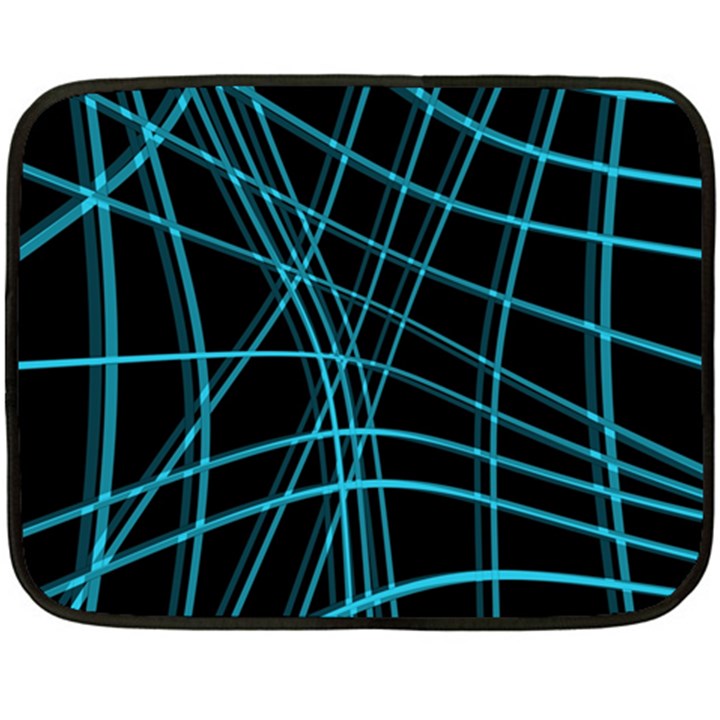 Cyan and black warped lines Double Sided Fleece Blanket (Mini) 