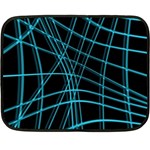 Cyan and black warped lines Double Sided Fleece Blanket (Mini)  35 x27  Blanket Back