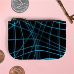 Cyan and black warped lines Mini Coin Purses Front