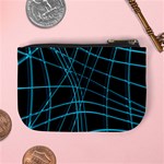 Cyan and black warped lines Mini Coin Purses Back